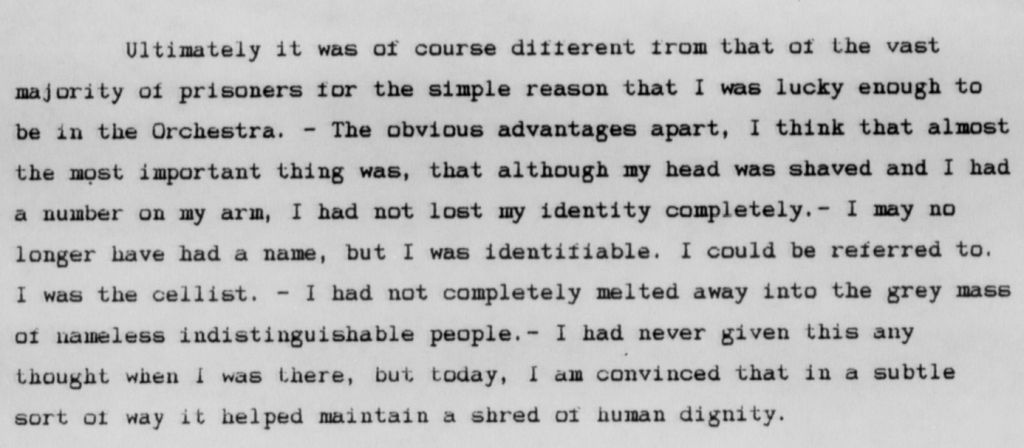 Excerpt from typed memoir